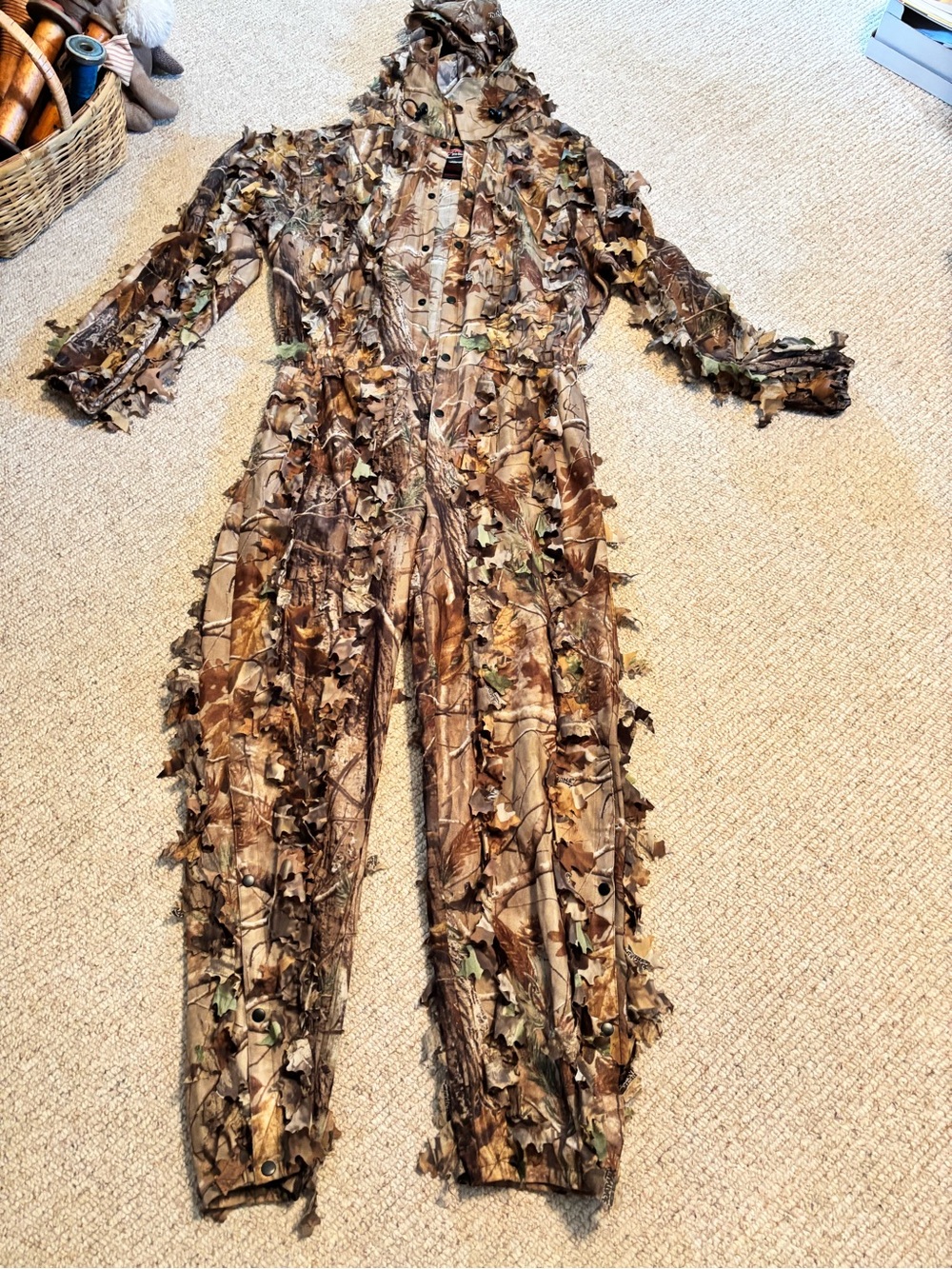 Realtree Camouflage Leafy Ghillie Jumpsuit - Brown Camo - S/M